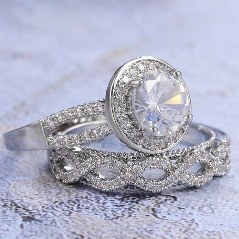 NEW 925 Silver White Sapphire Wedding Ring - Picture 1 of 6